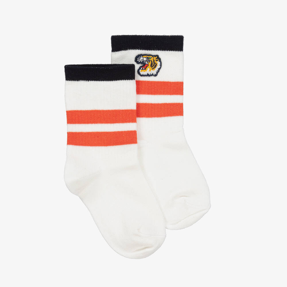 KENZO KIDS - Weiße Baumwollsocken mit Tiger | Childrensalon