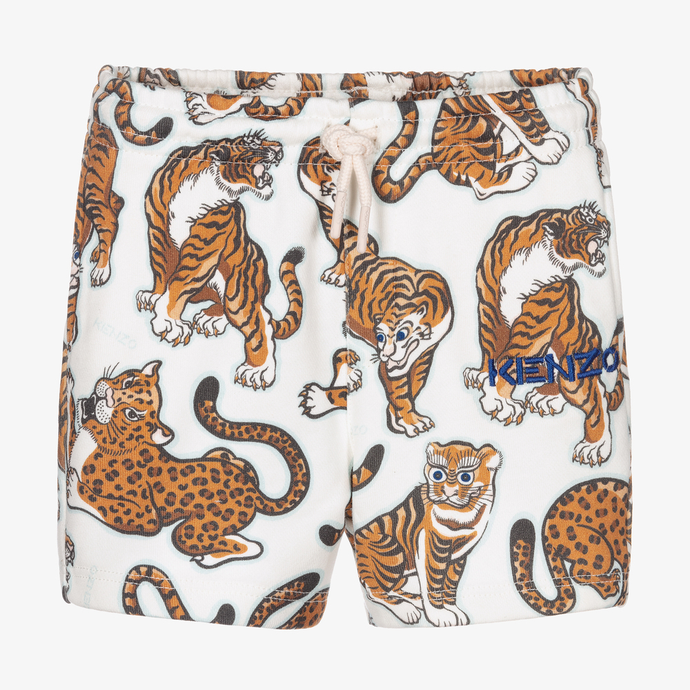 KENZO KIDS - Boys White Tiger Shorts  | Childrensalon