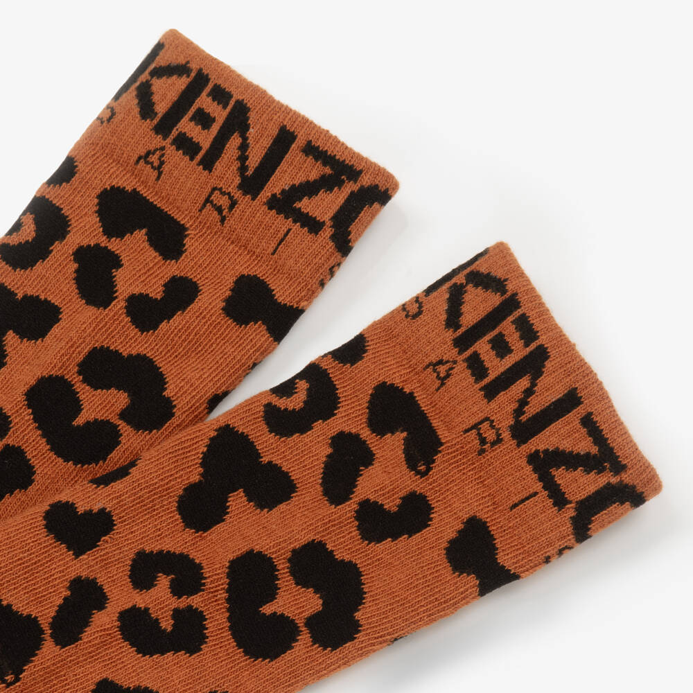 كينزو كيدز-جوارب بنقشة الفهد لون برتقالي | Childrensalon Outlet