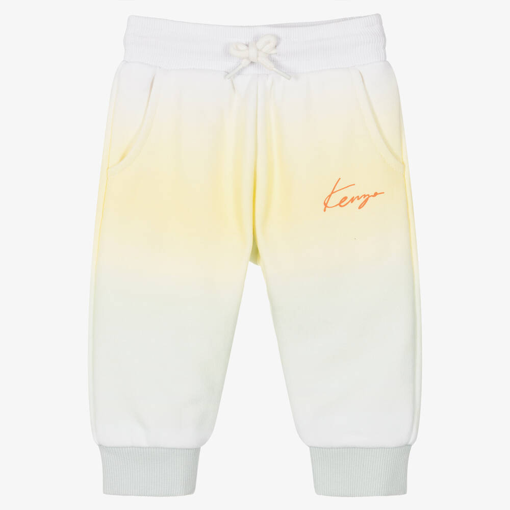 KENZO KIDS Boys Yellow Blue Gradient Logo Joggers