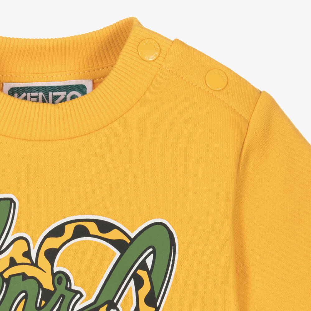 KENZO KIDS-Boys Yellow Tiger Logo Jumper | Childrensalon Outlet