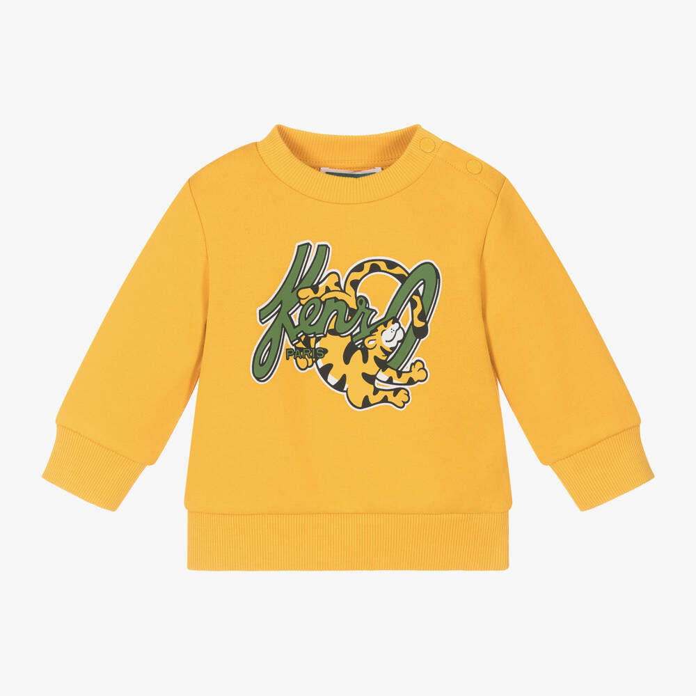KENZO KIDS-Boys Yellow Tiger Logo Jumper | Childrensalon Outlet