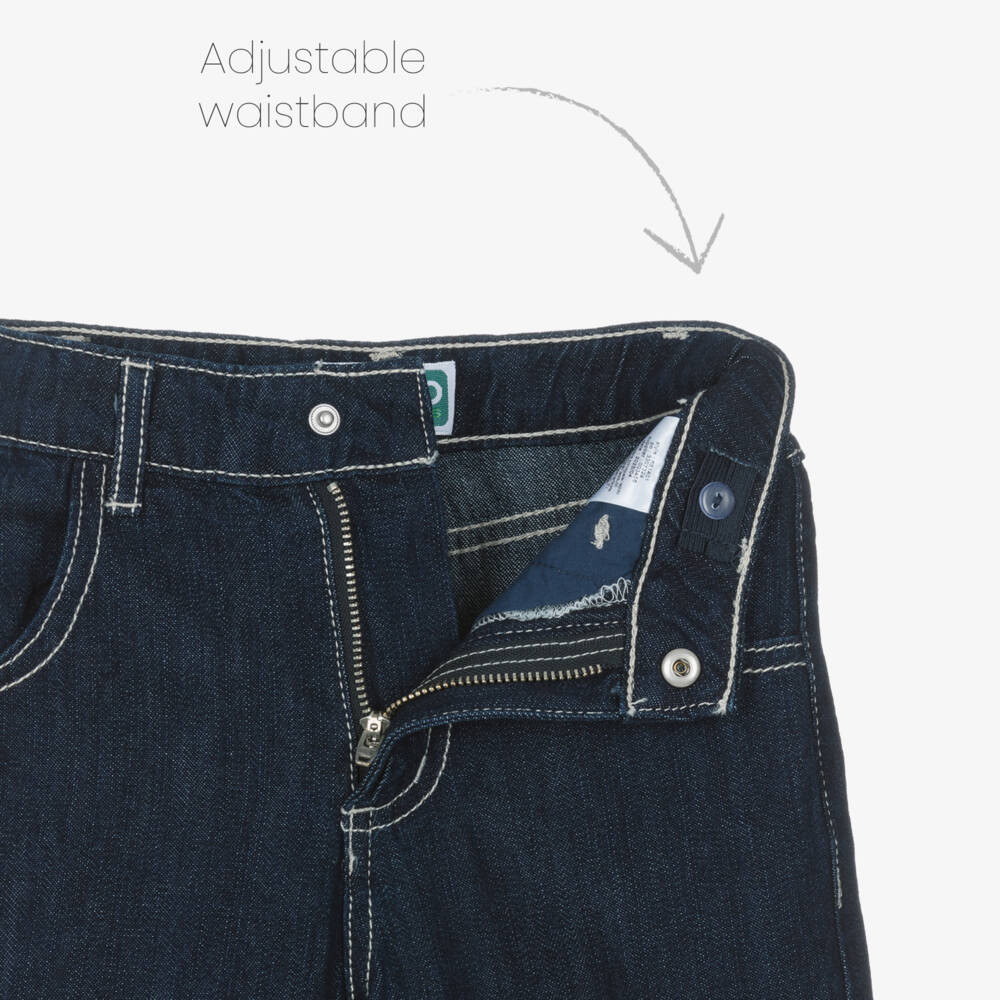 KENZO KIDS-Dark Blue Denim Jeans with Embroidered Logo | Childrensalon Outlet