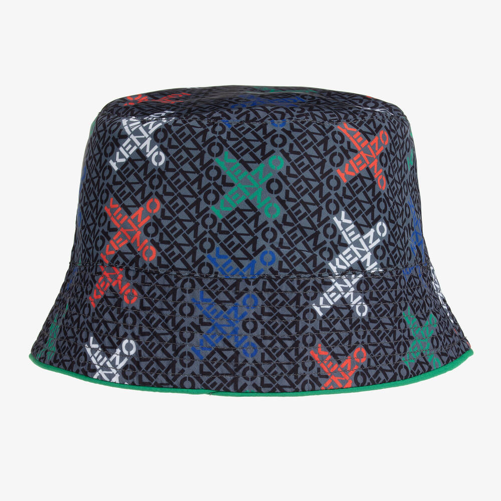 KENZO KIDS - Dark Grey Logo Bucket Hat | Childrensalon