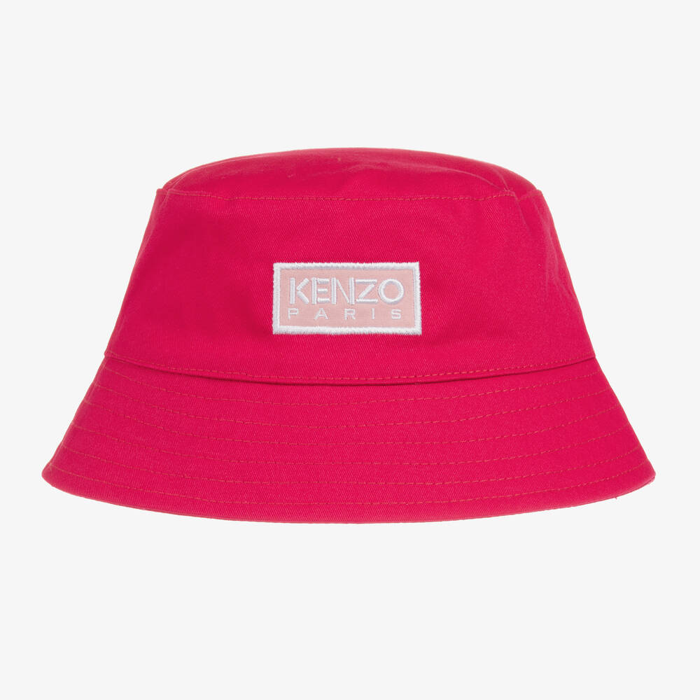 KENZO KIDS - Fuchsia Pink Cotton Logo Bucket Hat | Childrensalon