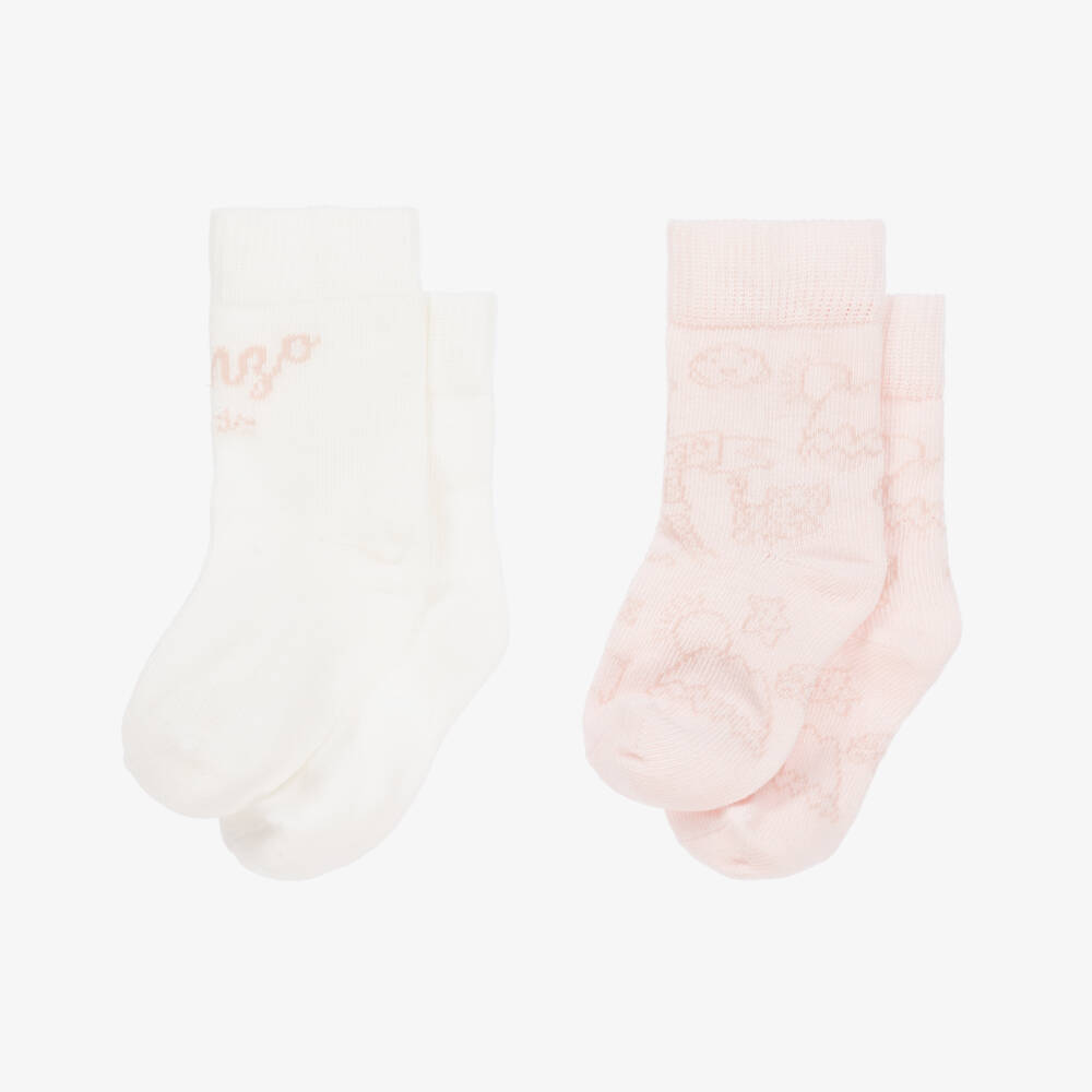 KENZO KIDS-Girls Ankle-Length Pink and White Socks Set | Childrensalon Outlet