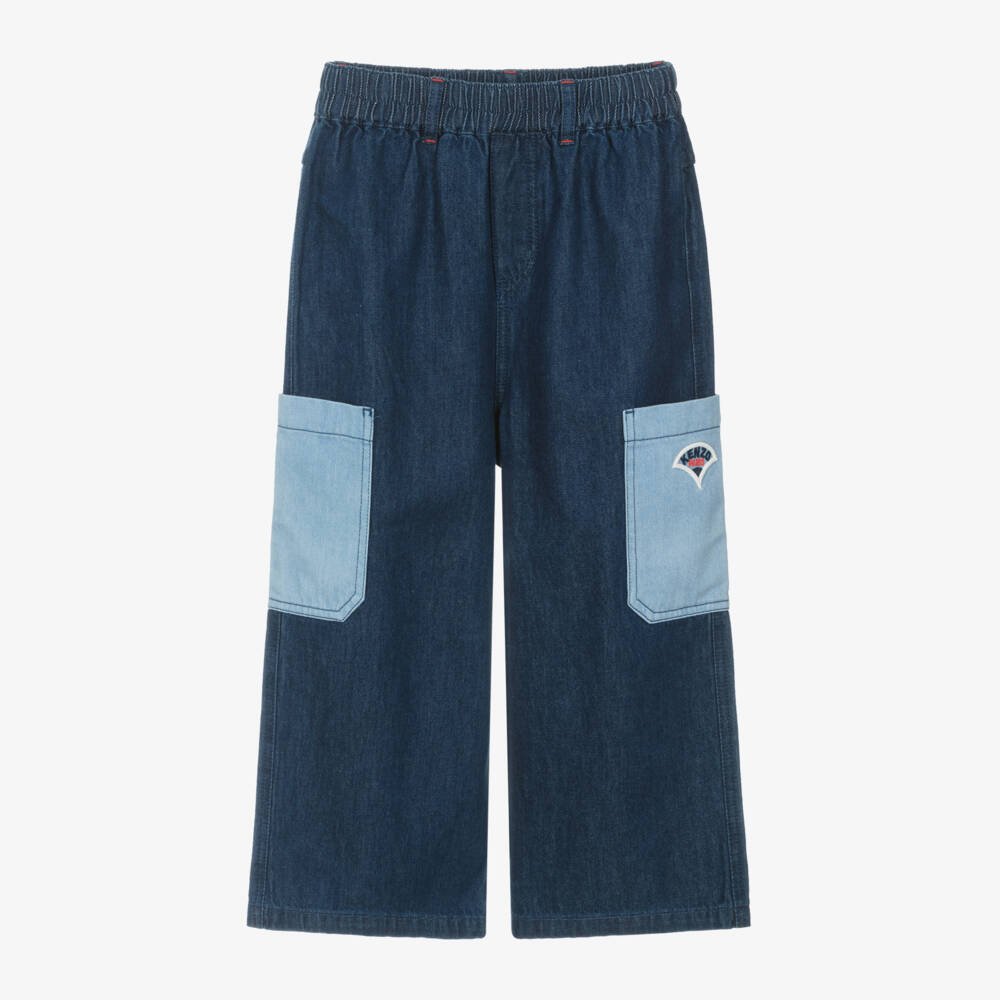 KENZO KIDS-Джинсы из ткани лазурные для девочек | Childrensalon Outlet