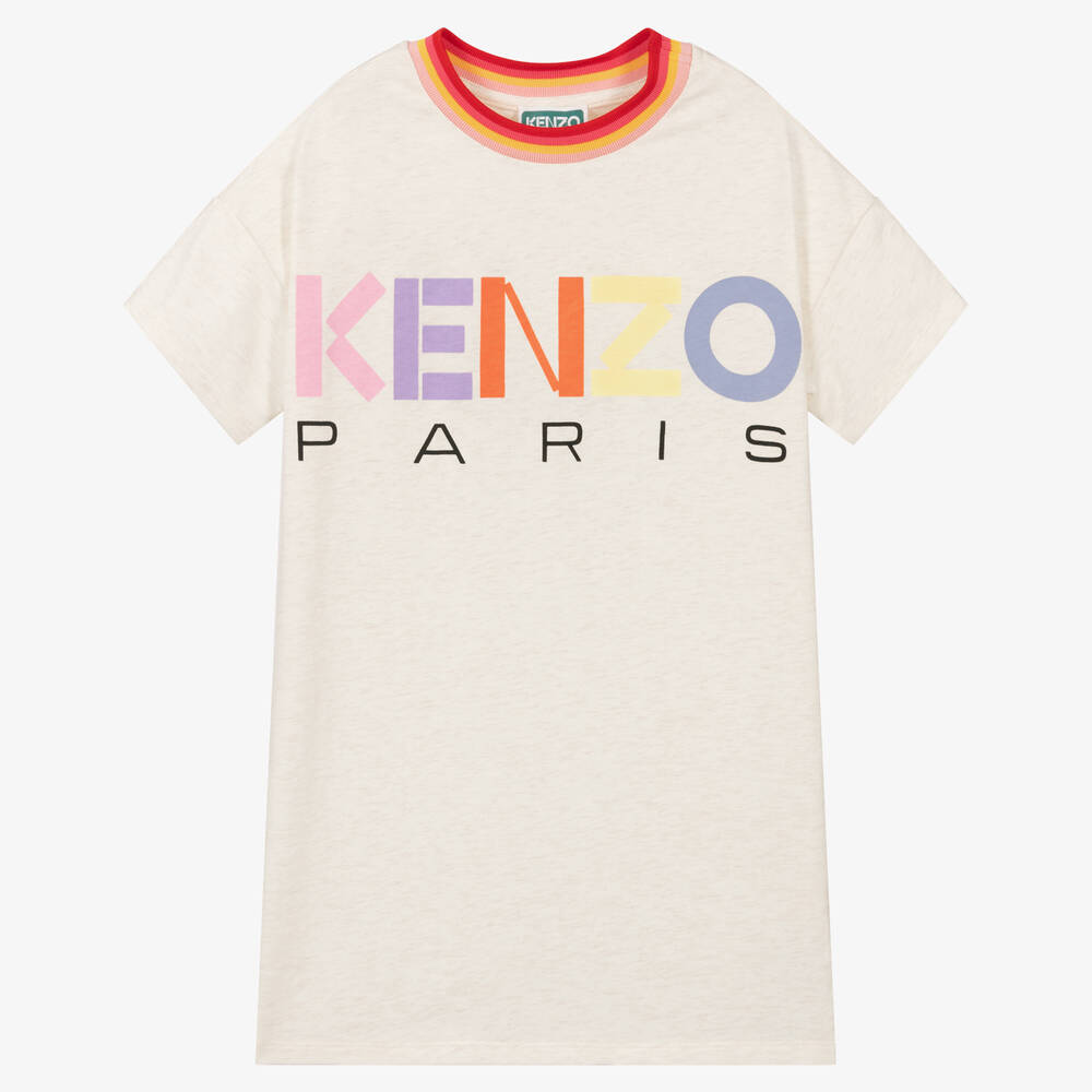 KENZO KIDS - فستان قطن لون بيج للبنات | Childrensalon