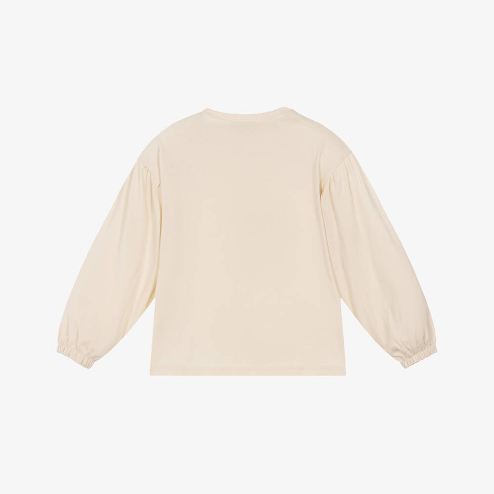 KENZO KIDS-Girls Beige Long-Sleeve Tiger Top | Childrensalon Outlet