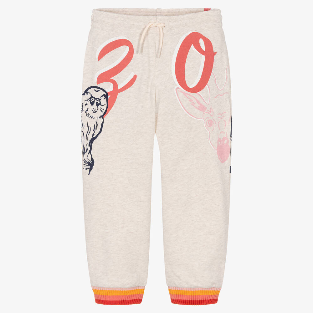 KENZO KIDS - Girls Beige Multi Iconics Logo Joggers | Childrensalon