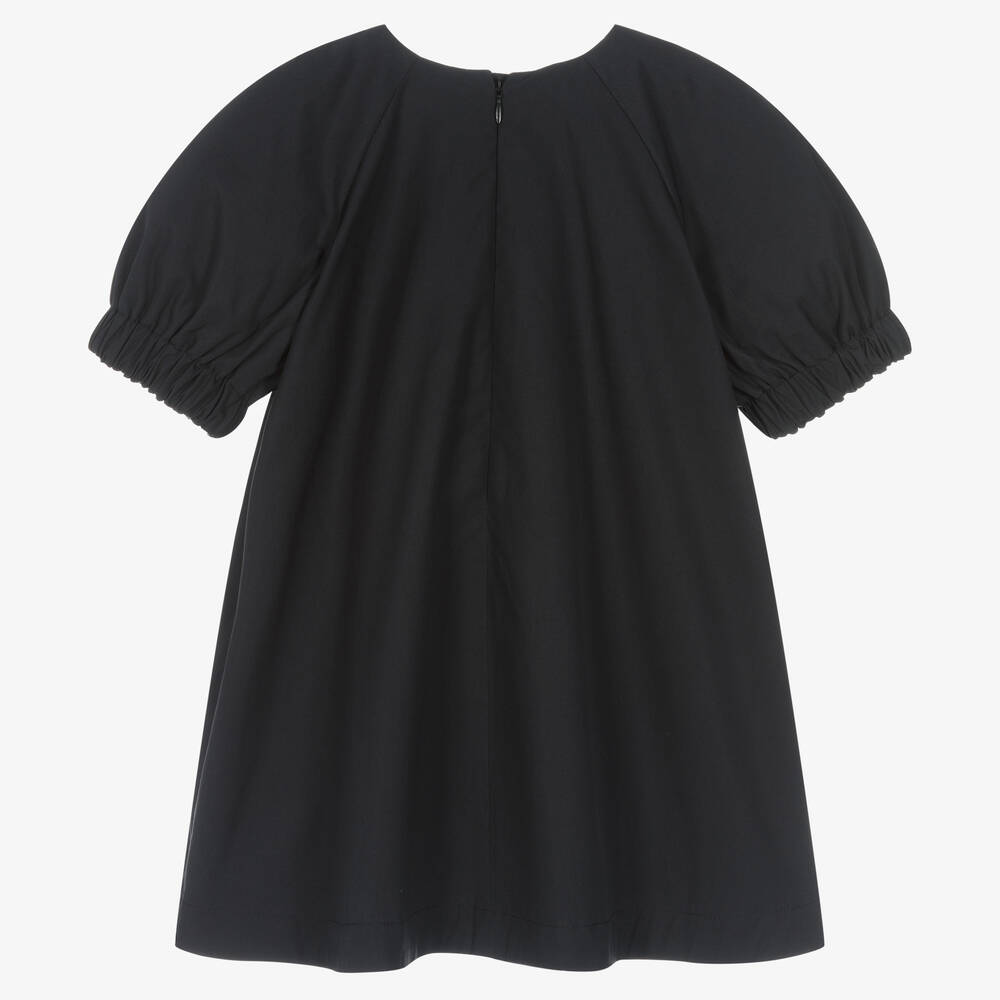 KENZO KIDS-Girls Black Cotton Poplin Dress | Childrensalon Outlet