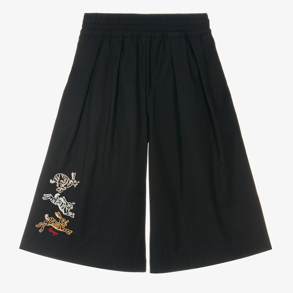 KENZO KIDS - Schwarze Baumwollhose mit Hasen (M) | Childrensalon