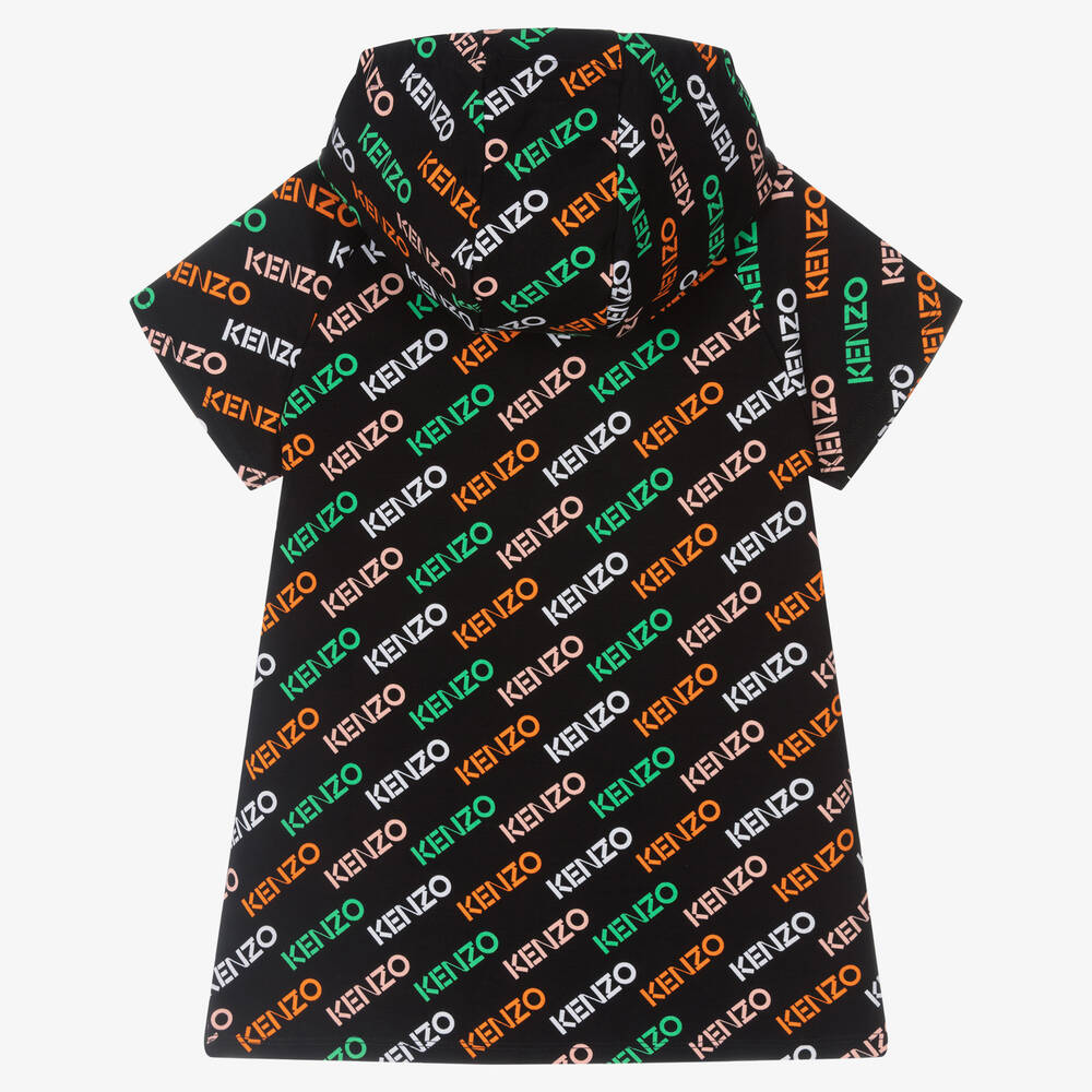 KENZO KIDS-Girls Black Logo Hooded Dress | Childrensalon Outlet