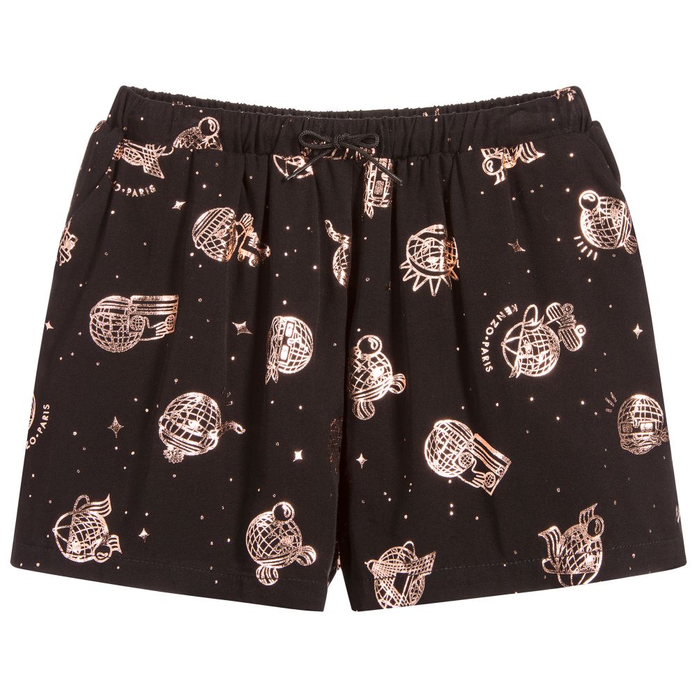 KENZO KIDS - Girls Black & Rose Gold Shorts | Childrensalon