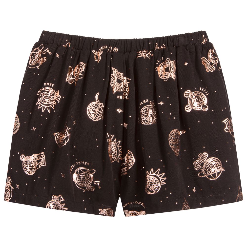 KENZO KIDS-Girls Black & Rose Gold Shorts | Childrensalon Outlet