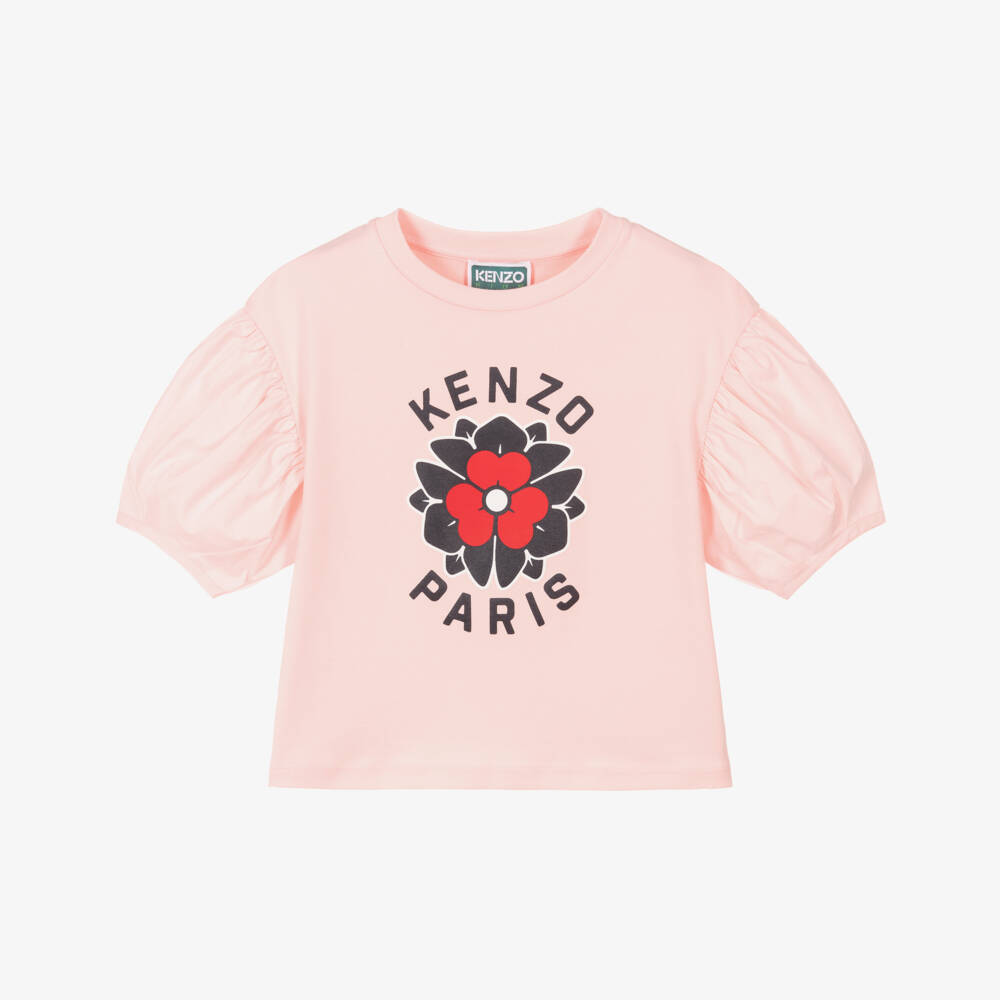 KENZO KIDS-تيشيرت قطن بشعار الزهرة للبنات | Childrensalon Outlet
