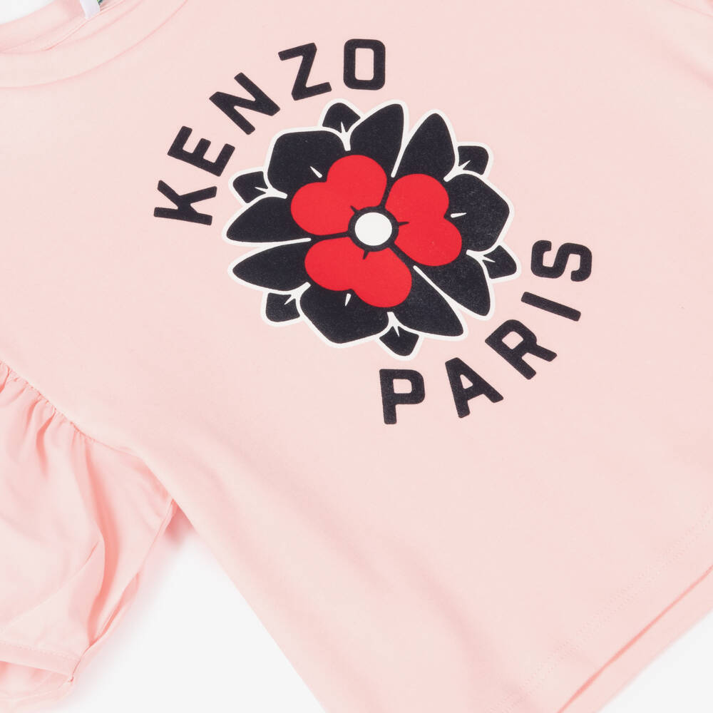 KENZO KIDS-Girls Blossom Emblem Cotton Tee | Childrensalon Outlet