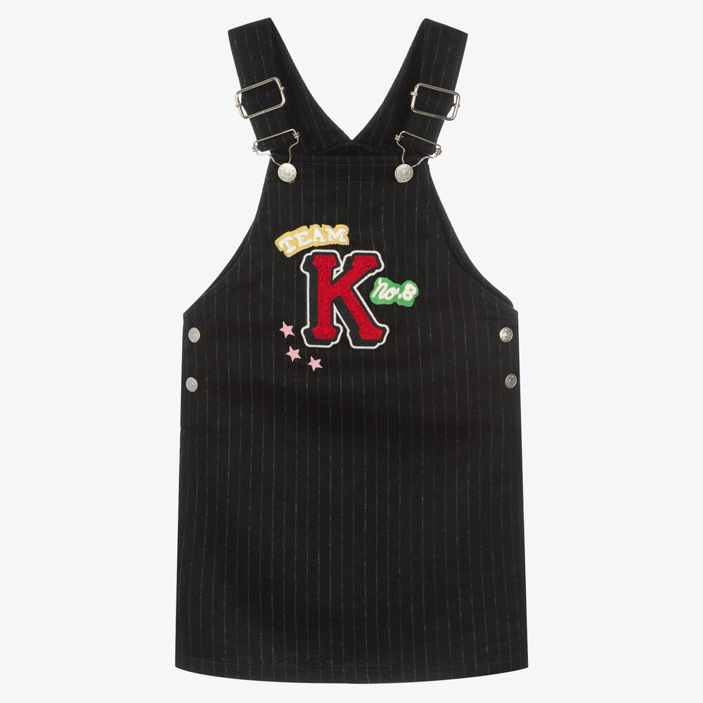 KENZO KIDS - Girls Blue Baseball Stripe Pinafore Dress | Childrensalon