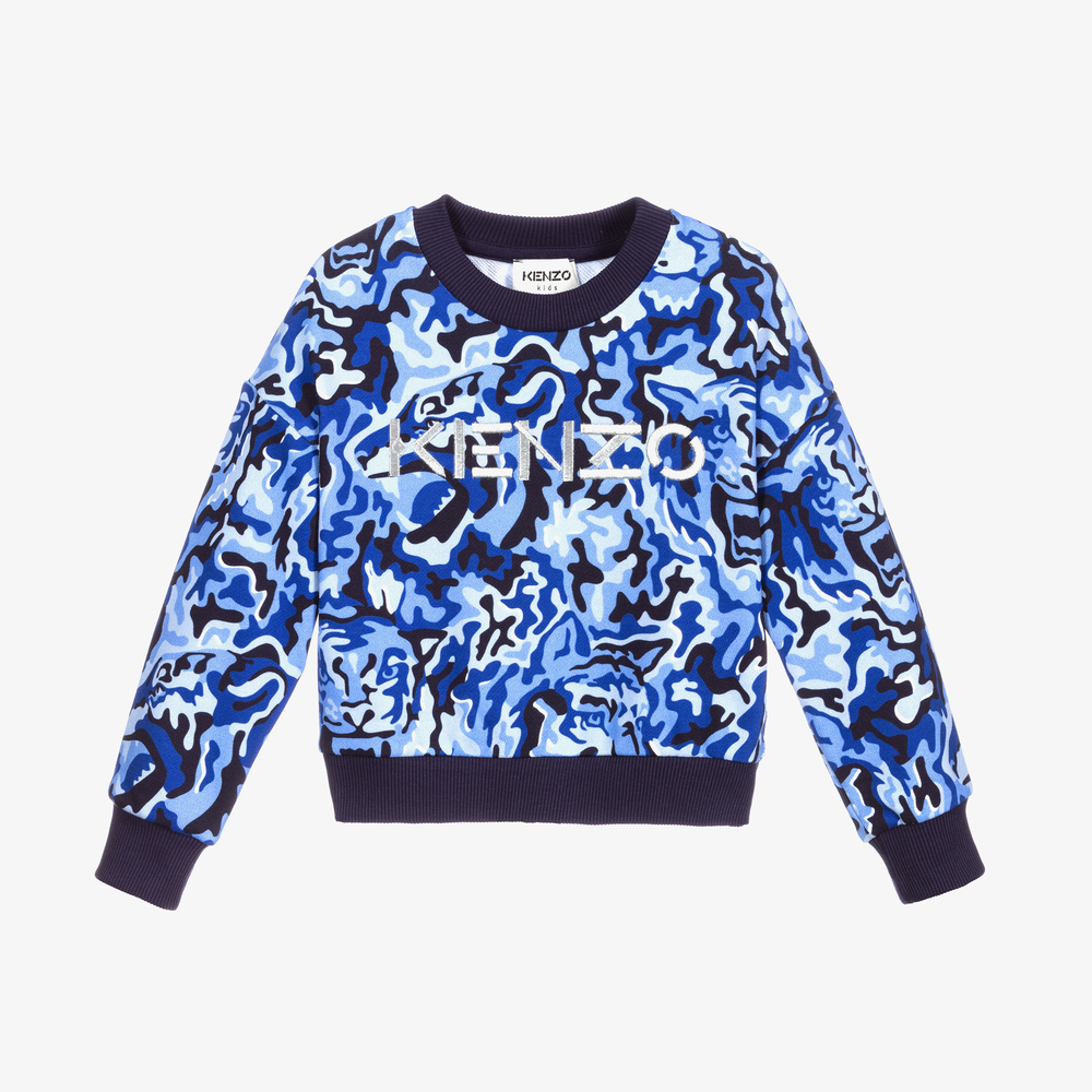 KENZO KIDS - Blaues Sweatshirt mit Tarnmuster (M) | Childrensalon