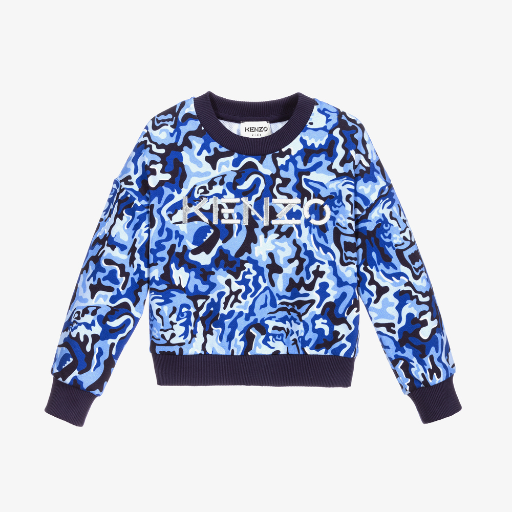 KENZO KIDS - Girls Blue Camo Sweatshirt | Childrensalon