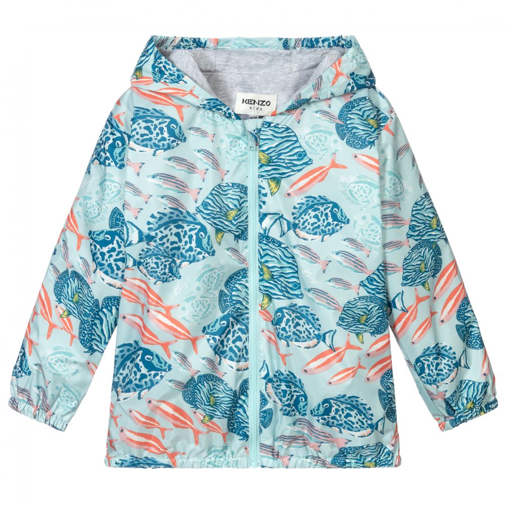 KENZO KIDS - Veste imperméable bleue Corail fille | Childrensalon