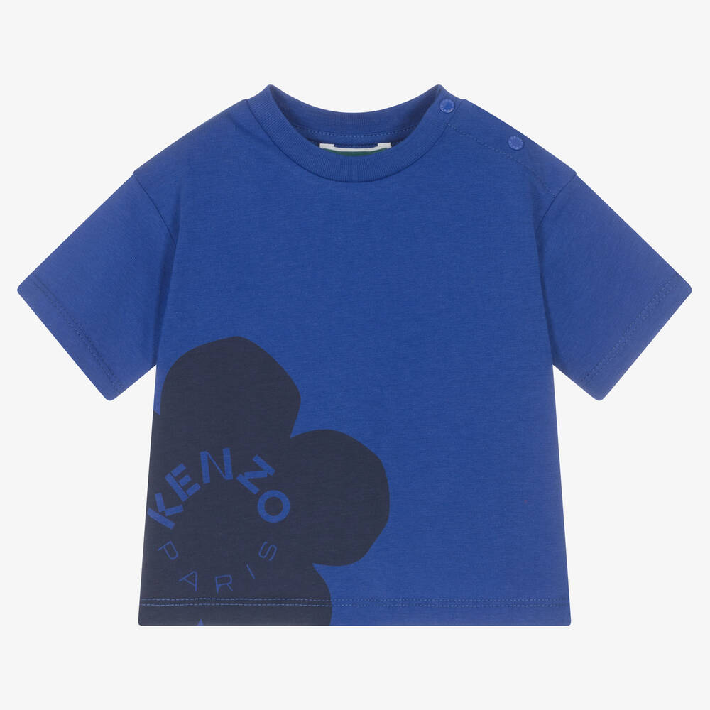 KENZO KIDS-Girls Blue Cotton Boke Flower T-Shirt | Childrensalon Outlet