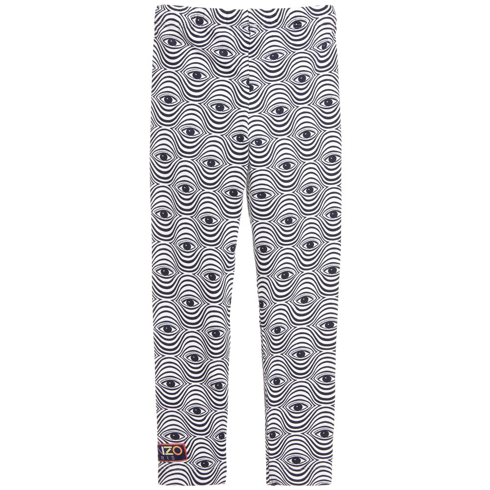 KENZO KIDS-ليغنغز قطن لون كحلي وعاجي للبنات | Childrensalon Outlet
