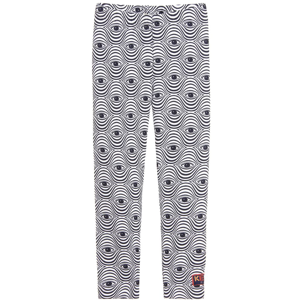 KENZO KIDS - Girls Blue Cotton EYE Leggings | Childrensalon