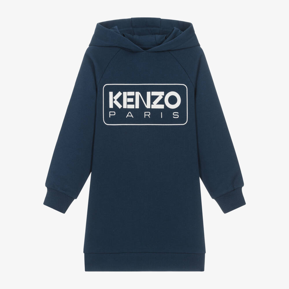 KENZO KIDS-Girls Blue Cotton Hoodie Dress | Childrensalon Outlet