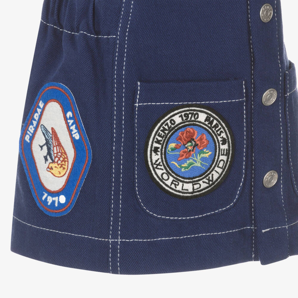 KENZO KIDS-Girls Blue Cotton Pinafore Dress | Childrensalon Outlet