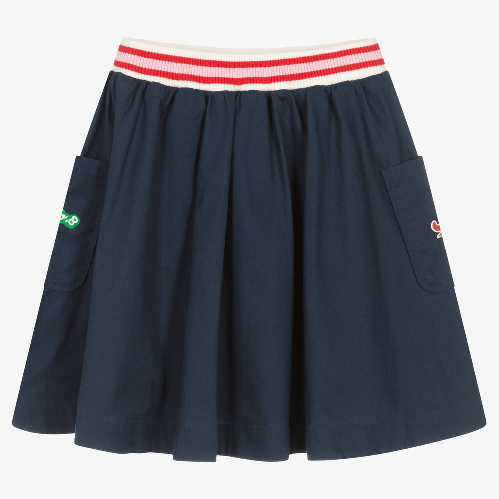 KENZO KIDS - Girls Blue Cotton Poplin Skirt  | Childrensalon