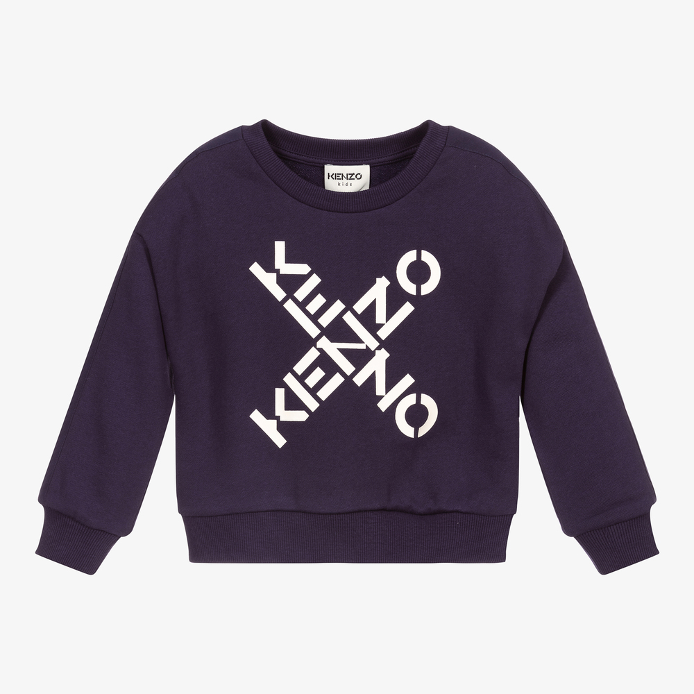 KENZO KIDS - Синий хлопковый свитшот для девочек | Childrensalon