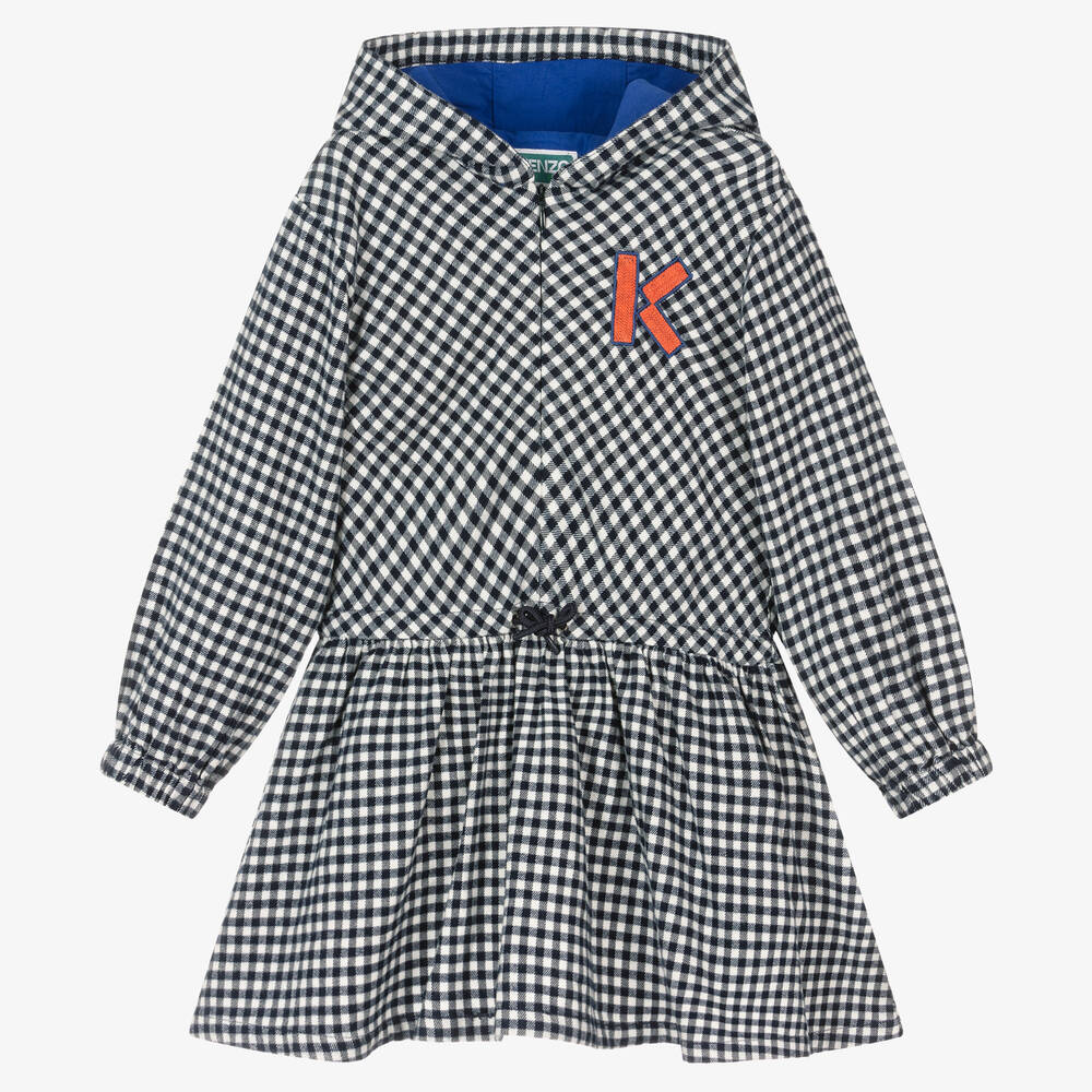 KENZO KIDS-Girls Blue Cotton Vichy Check Dress | Childrensalon Outlet