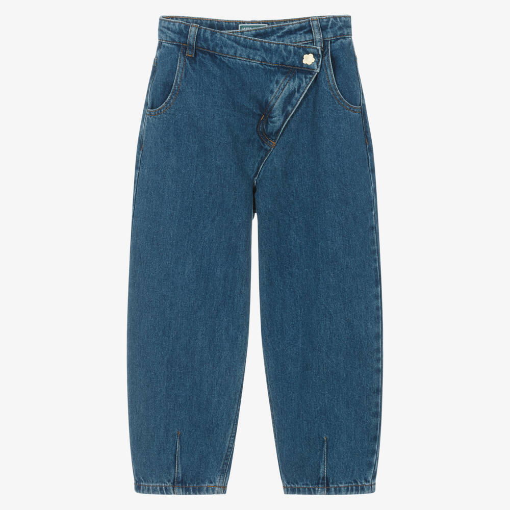KENZO KIDS-Асимметричные синие джинсы для девочек | Childrensalon Outlet