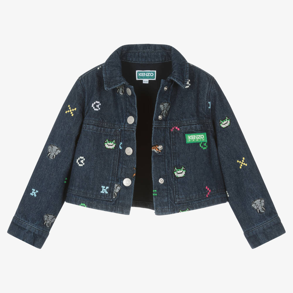 KENZO KIDS - Girls Blue Denim Embroidered Jacket