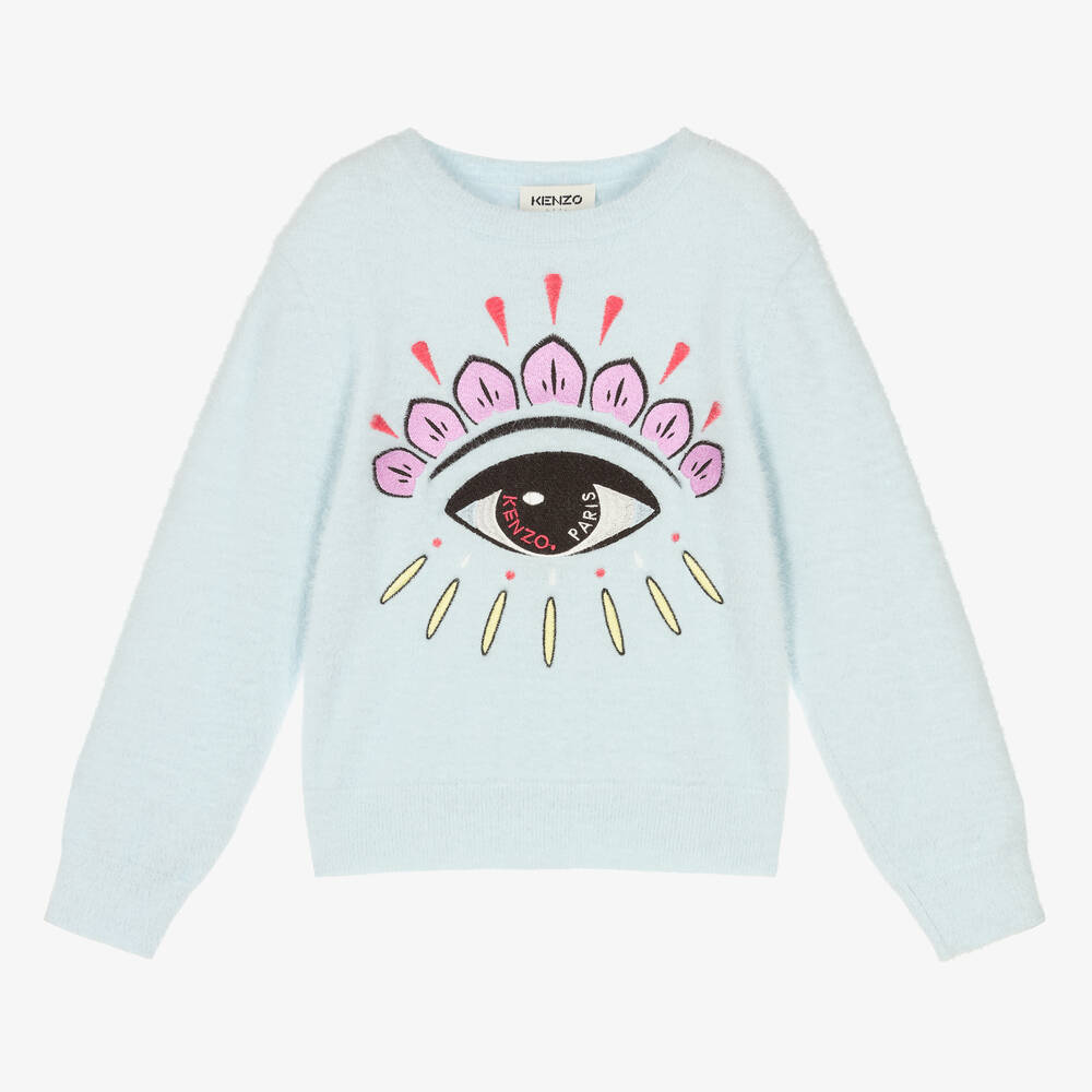 KENZO KIDS - Blauer Pullover mit Augen-Motiv (M) | Childrensalon