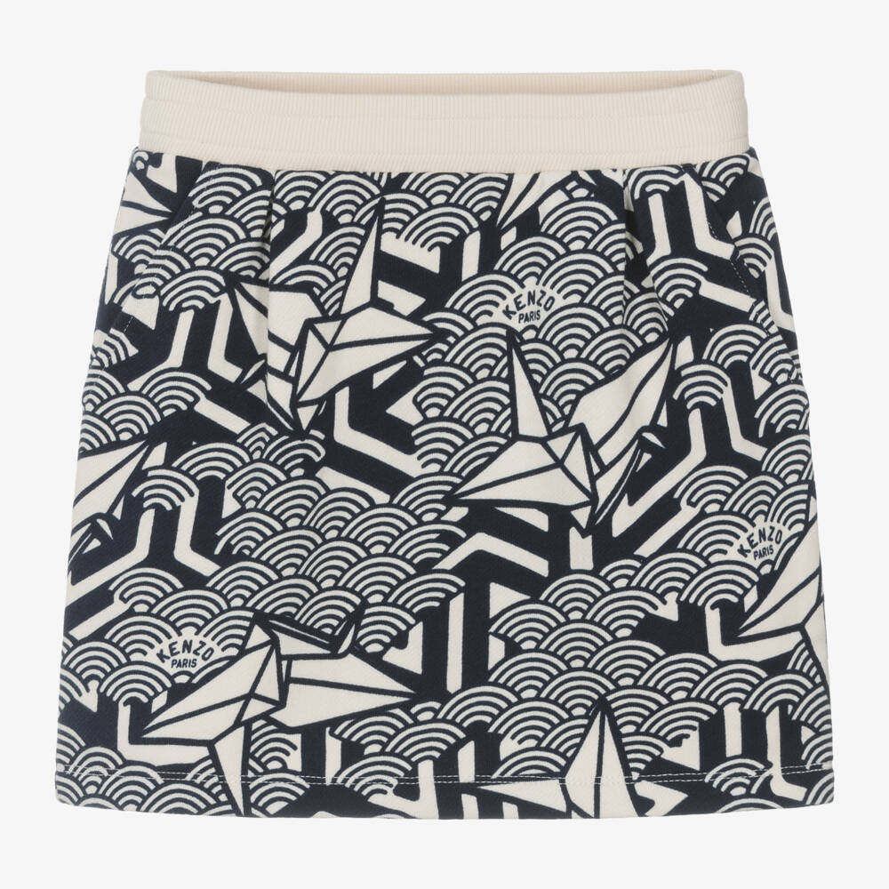 KENZO KIDS-Girls Blue & Ivory Patterned Skirt | Childrensalon Outlet