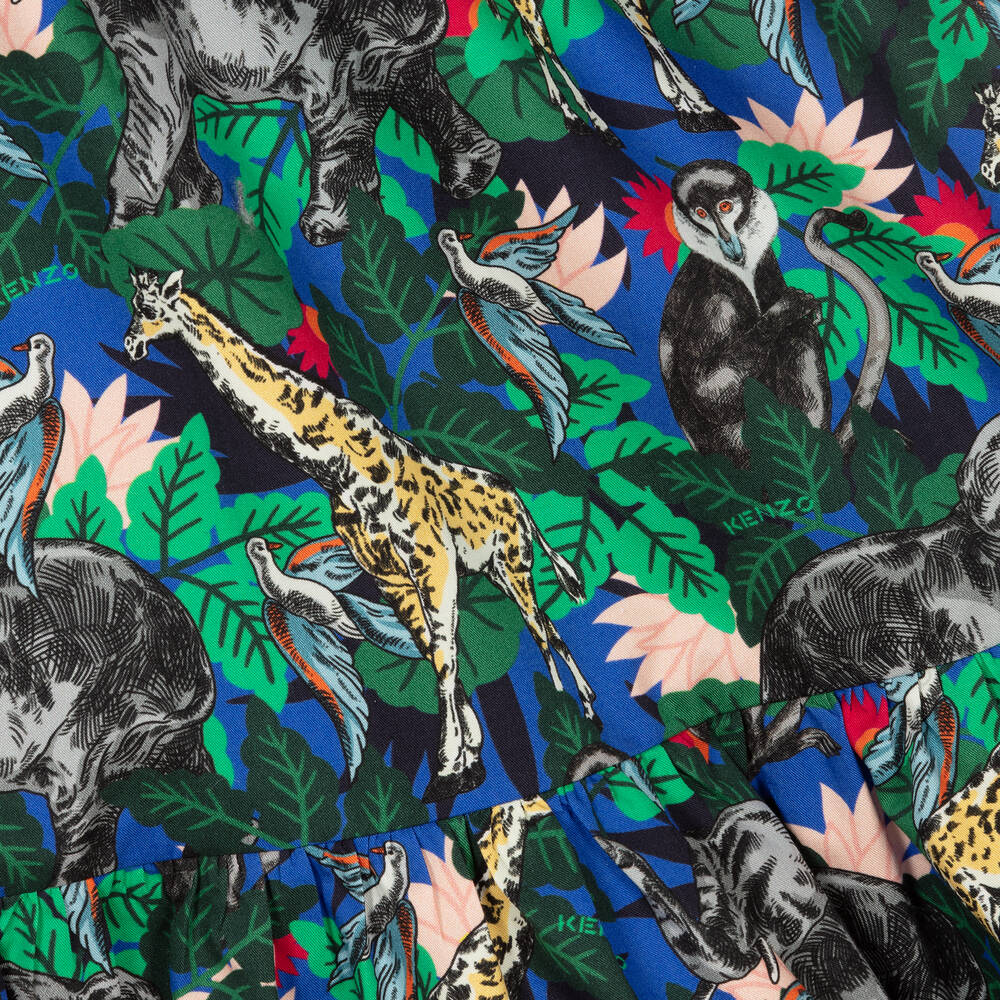 KENZO KIDS-تنورة قطن تويل لون أزرق للبنات | Childrensalon Outlet