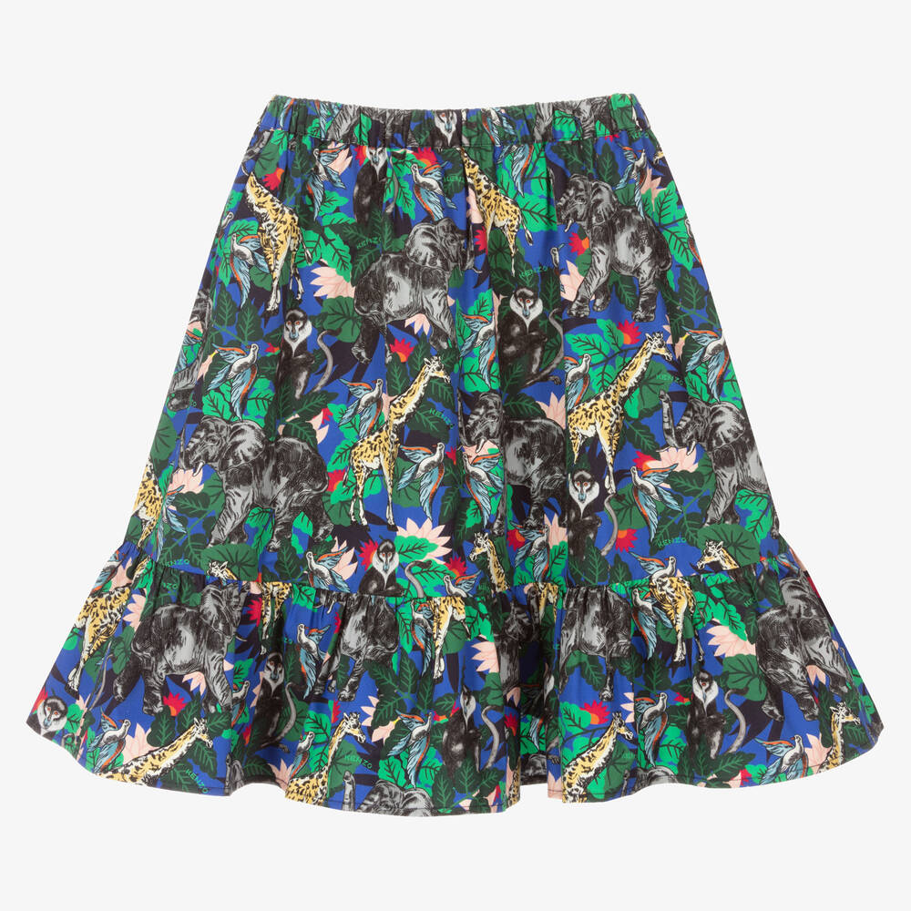 KENZO KIDS - Girls Blue Jungle Skirt | Childrensalon