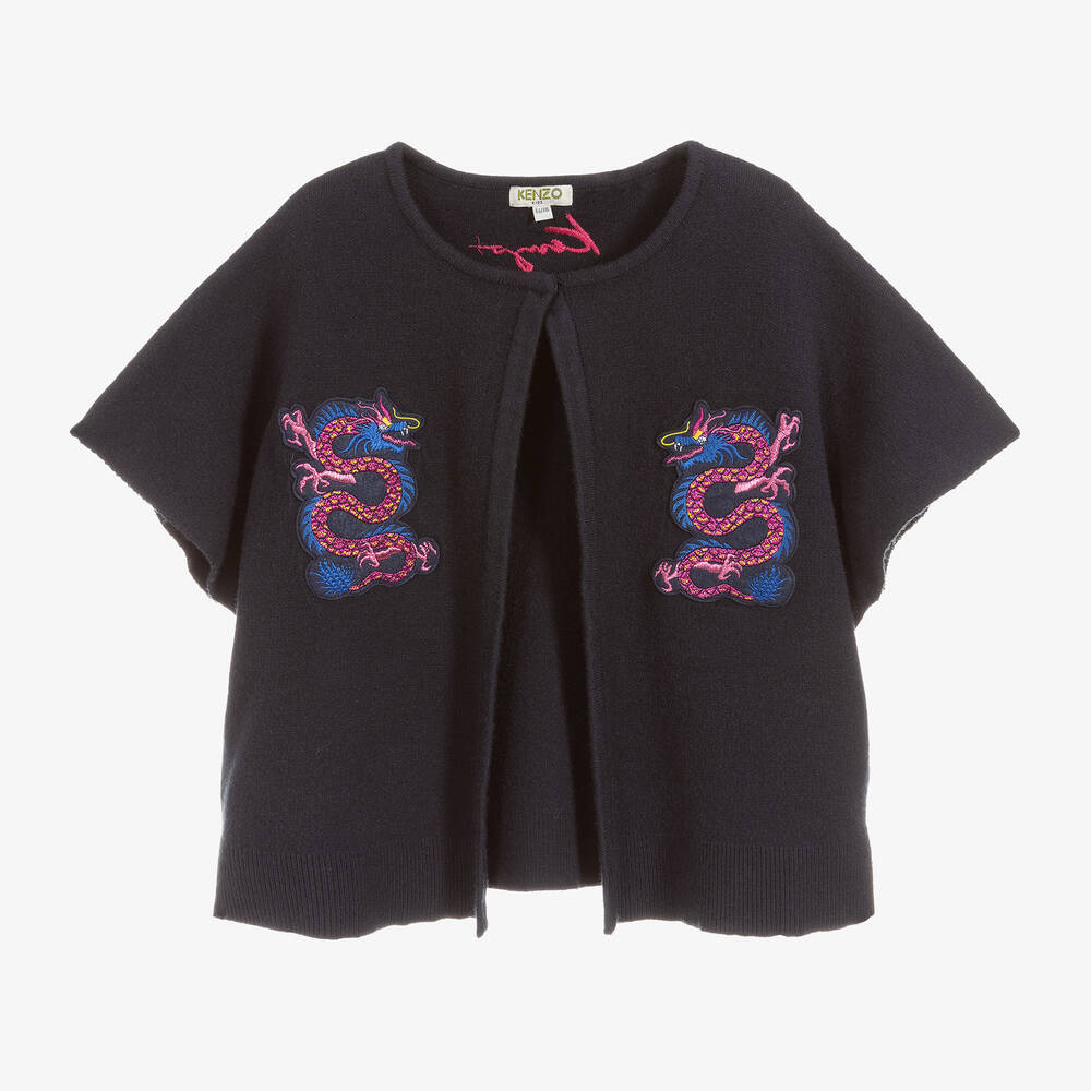 KENZO KIDS-كارديغان محبوك لون كحلي للبنات | Childrensalon Outlet