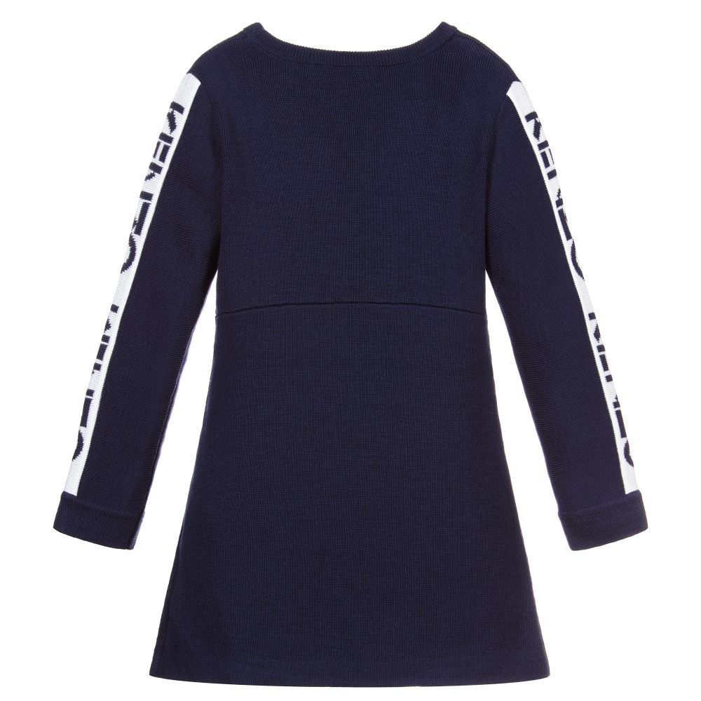 KENZO KIDS-Girls Blue Knitted Wool Dress | Childrensalon Outlet