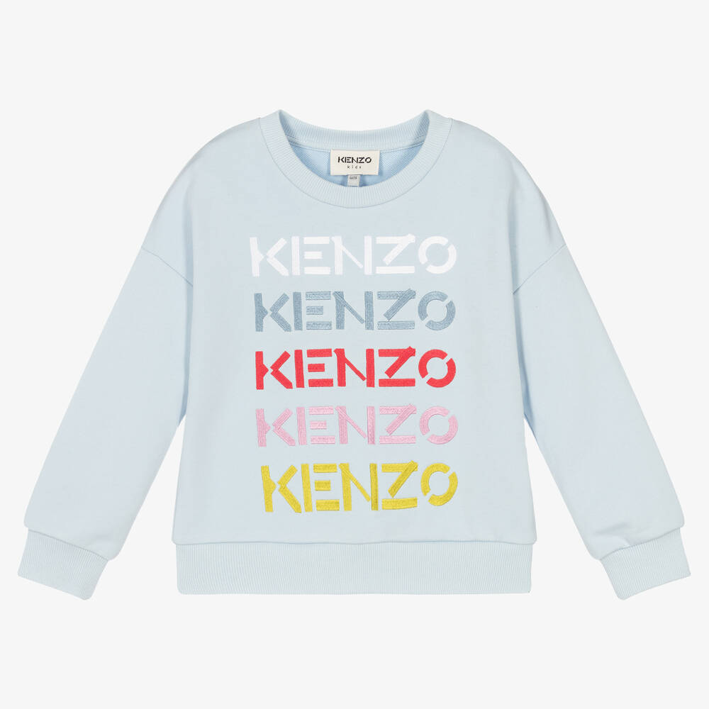 KENZO KIDS - Girls Blue Logo Sweatshirt | Childrensalon