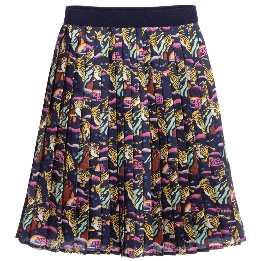 KENZO KIDS - Girls Blue Pleated Skirt  | Childrensalon