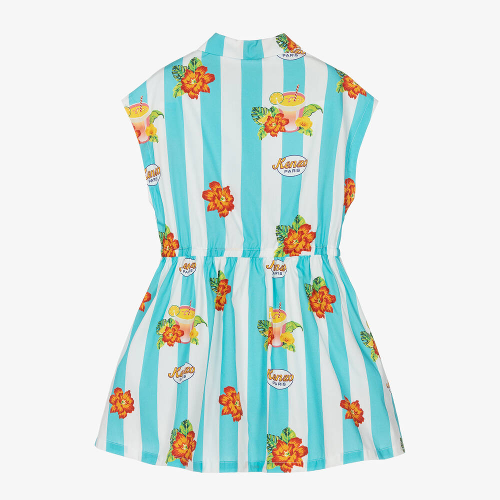 KENZO KIDS-Girls Blue Striped Cotton Dress | Childrensalon Outlet