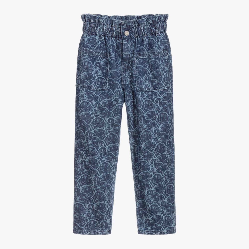 KENZO KIDS - Girls Blue Tiger Print Jeans | Childrensalon