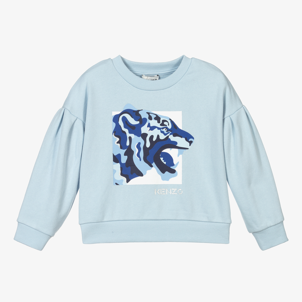 KENZO KIDS - Голубой свитшот с тигром для девочек | Childrensalon