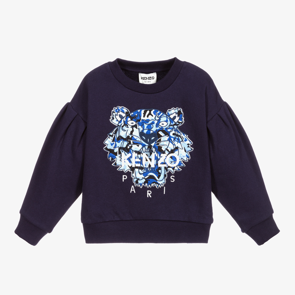 KENZO KIDS - Girls Blue Tiger Sweatshirt | Childrensalon