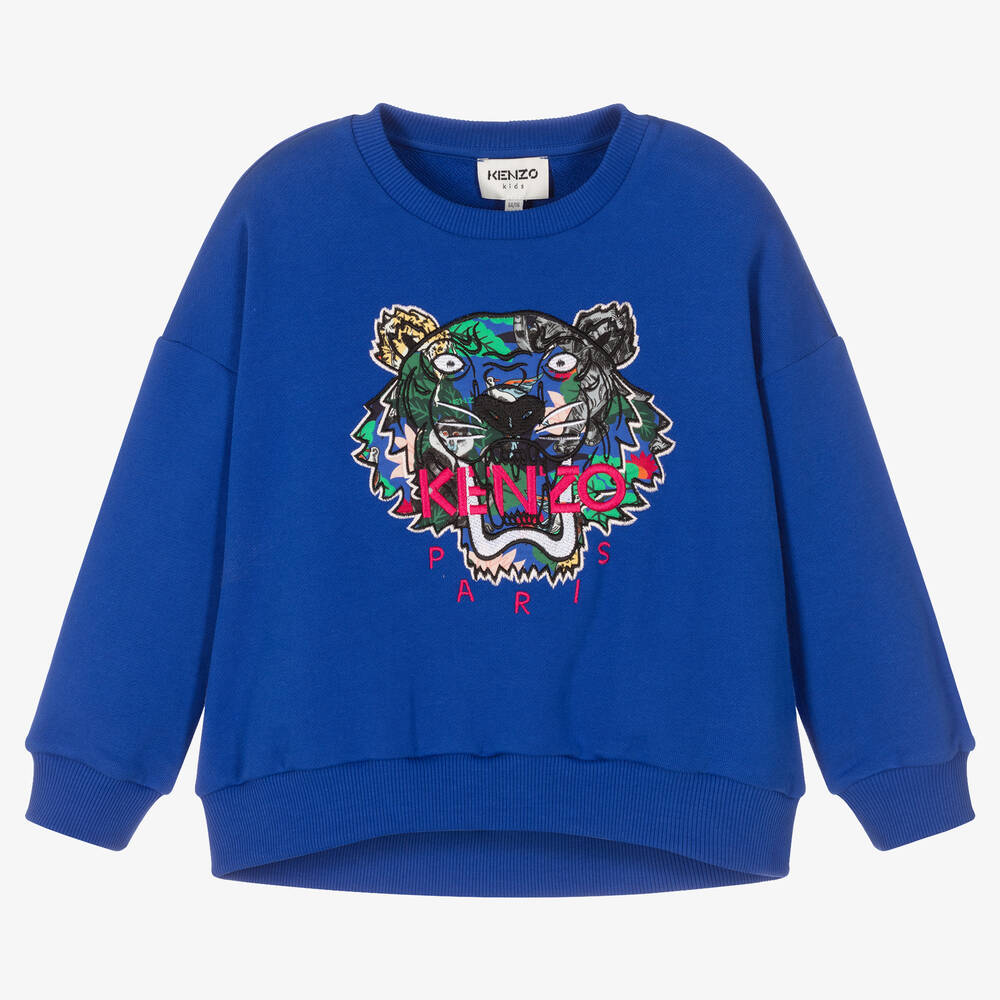 KENZO KIDS - Синий свитшот с тигром для девочек | Childrensalon