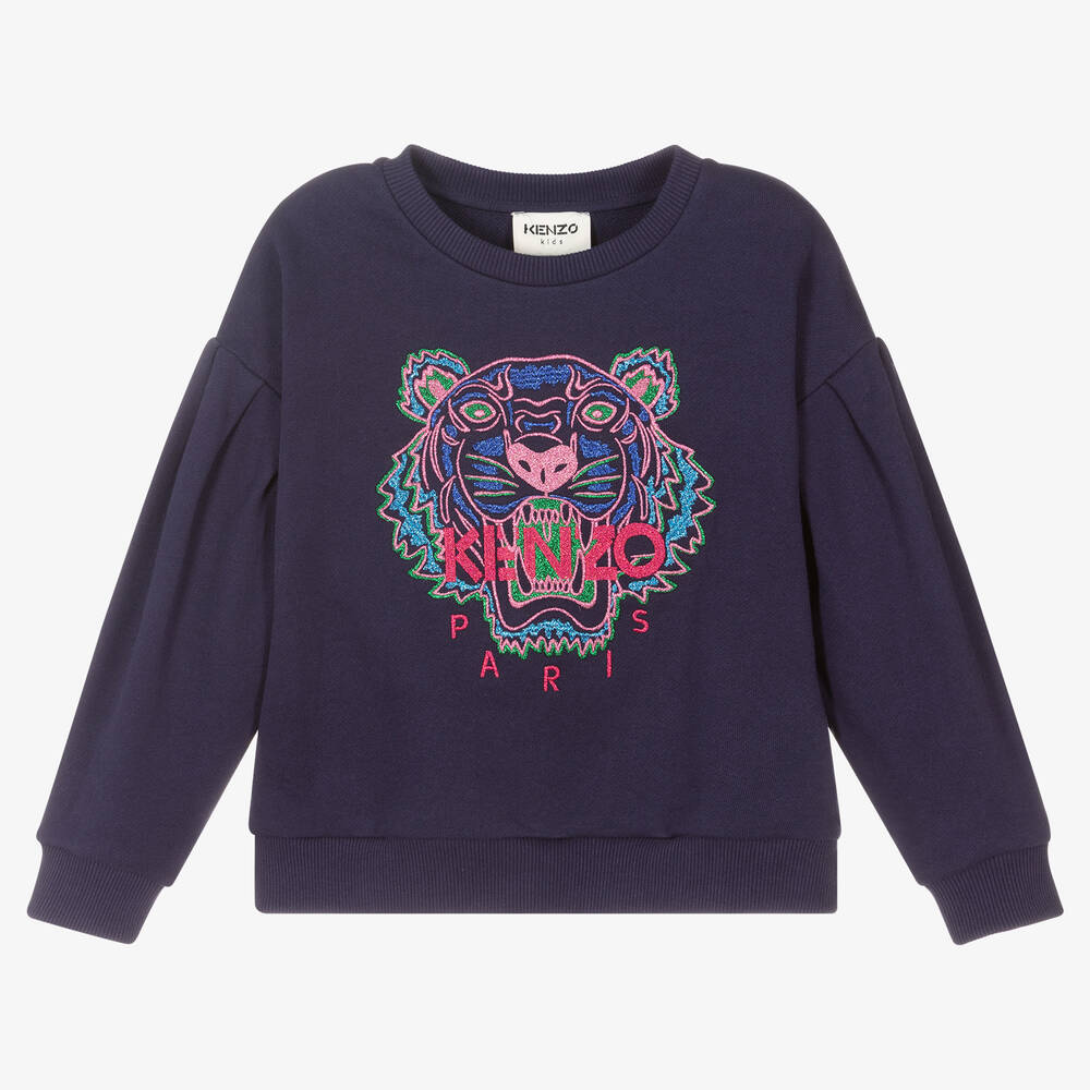 KENZO KIDS Girls Blue Tiger Sweatshirt Childrensalon Outlet