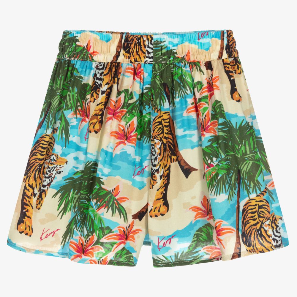 KENZO KIDS-Girls Blue Tropical Shorts | Childrensalon Outlet